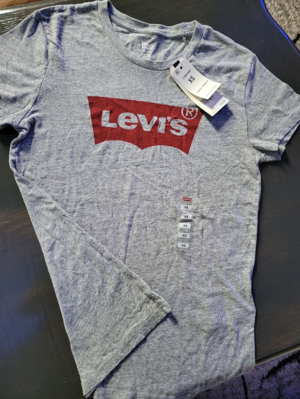 Levi's Gray Short-Sleeve Tee with Red Logo Size xs NWT